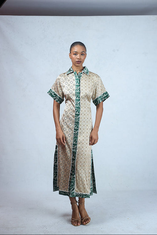 Odio Mimonet Betty Midi Silk Shirt Dress — luxury African fashion by OM