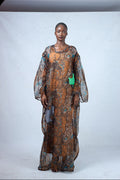 Odio Mimonet Fumbi Silk Print Organza Kaftan — luxurious African eveningwear by OM