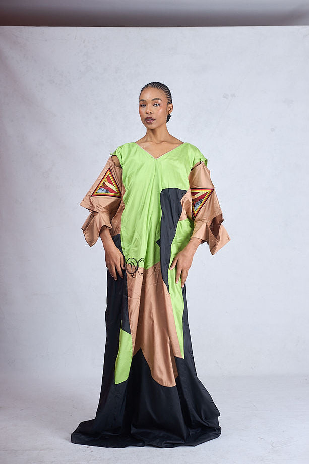 Odio Mimonet Lisa Raw Silk Kaftan — pure luxury African fashion by OM