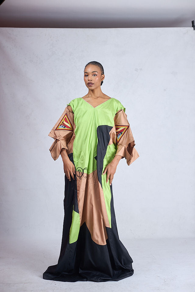 Odio Mimonet Lisa Raw Silk Kaftan — pure luxury African fashion by OM