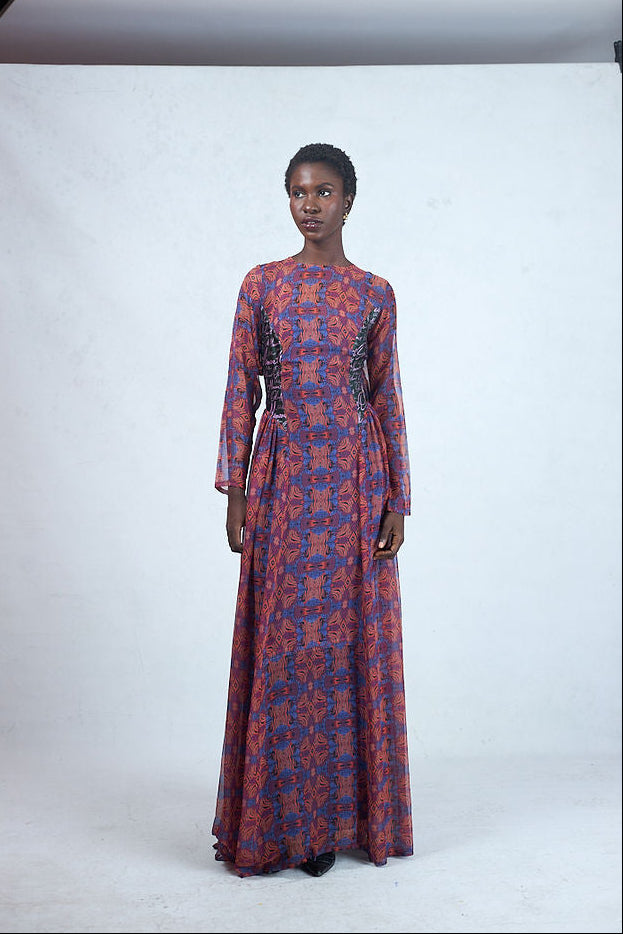 Odio Mimonet Nancy Silk Chiffon and Silk Print Dress — luxury African fashion by OM