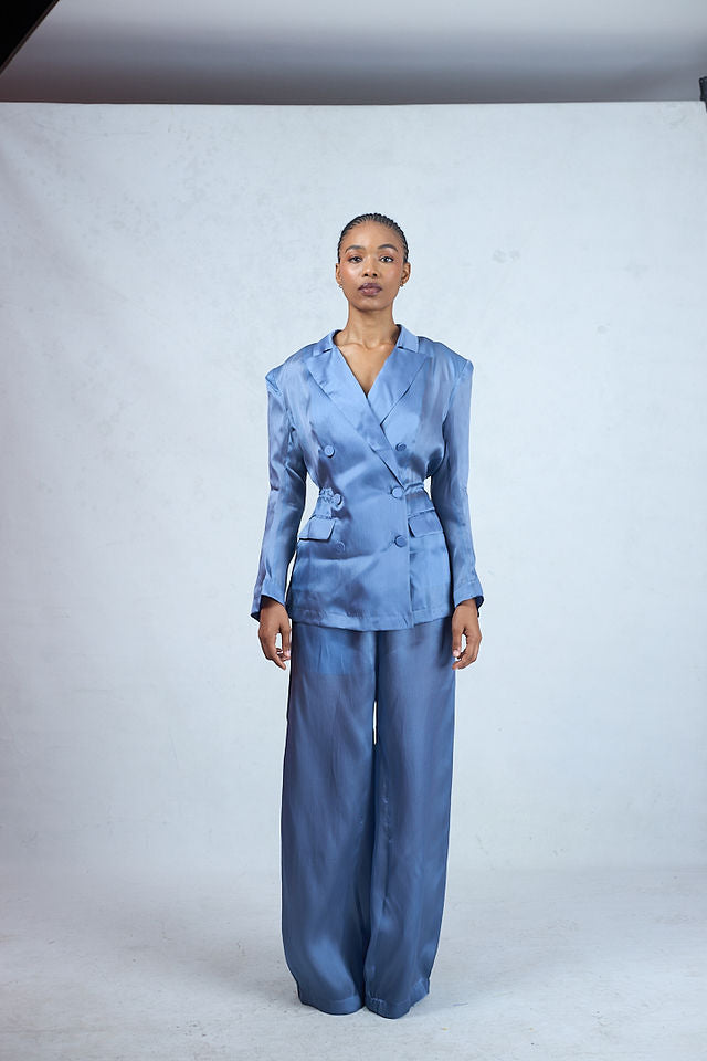 Odio Mimonet Kitan Organza Suit and Pants in silk organza luxury African designer two-piece set, front view