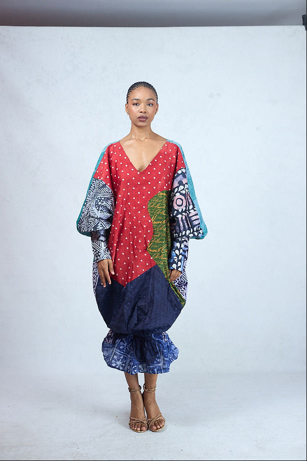 Odio Mimonet Portia Batik Medley Short Kaftan — hand-dyed luxury African fashion by OM