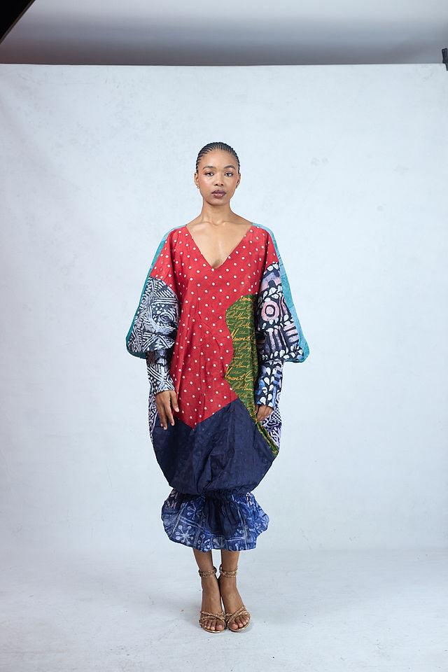 Odio Mimonet Portia Batik Medley Short Kaftan — hand-dyed luxury African fashion by OM
