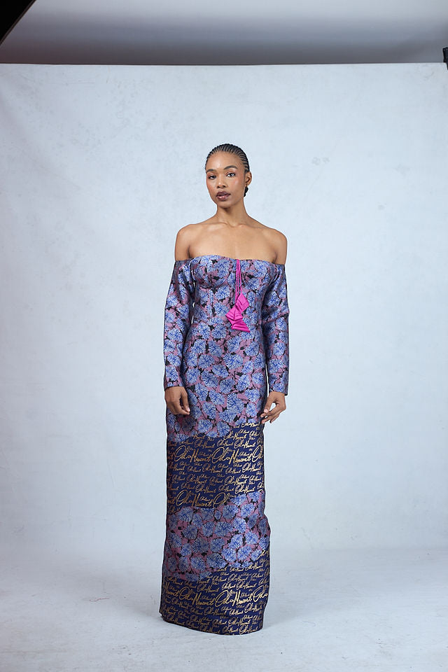 Odio Mimonet Omore Leaf Print Jacquard  — luxury African fashion by OM