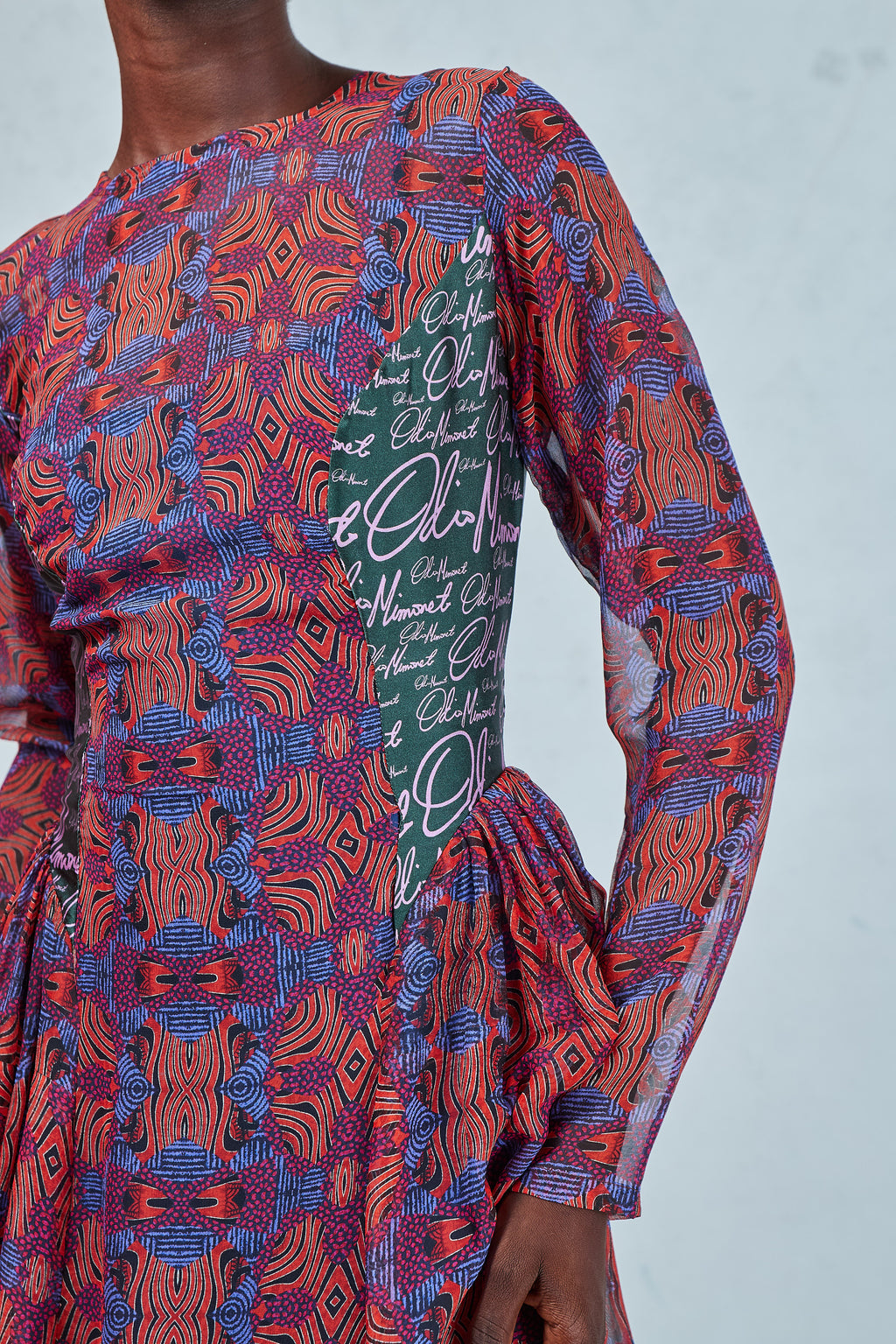 NANCY CHIFFON AND SILK PRINT DRESS