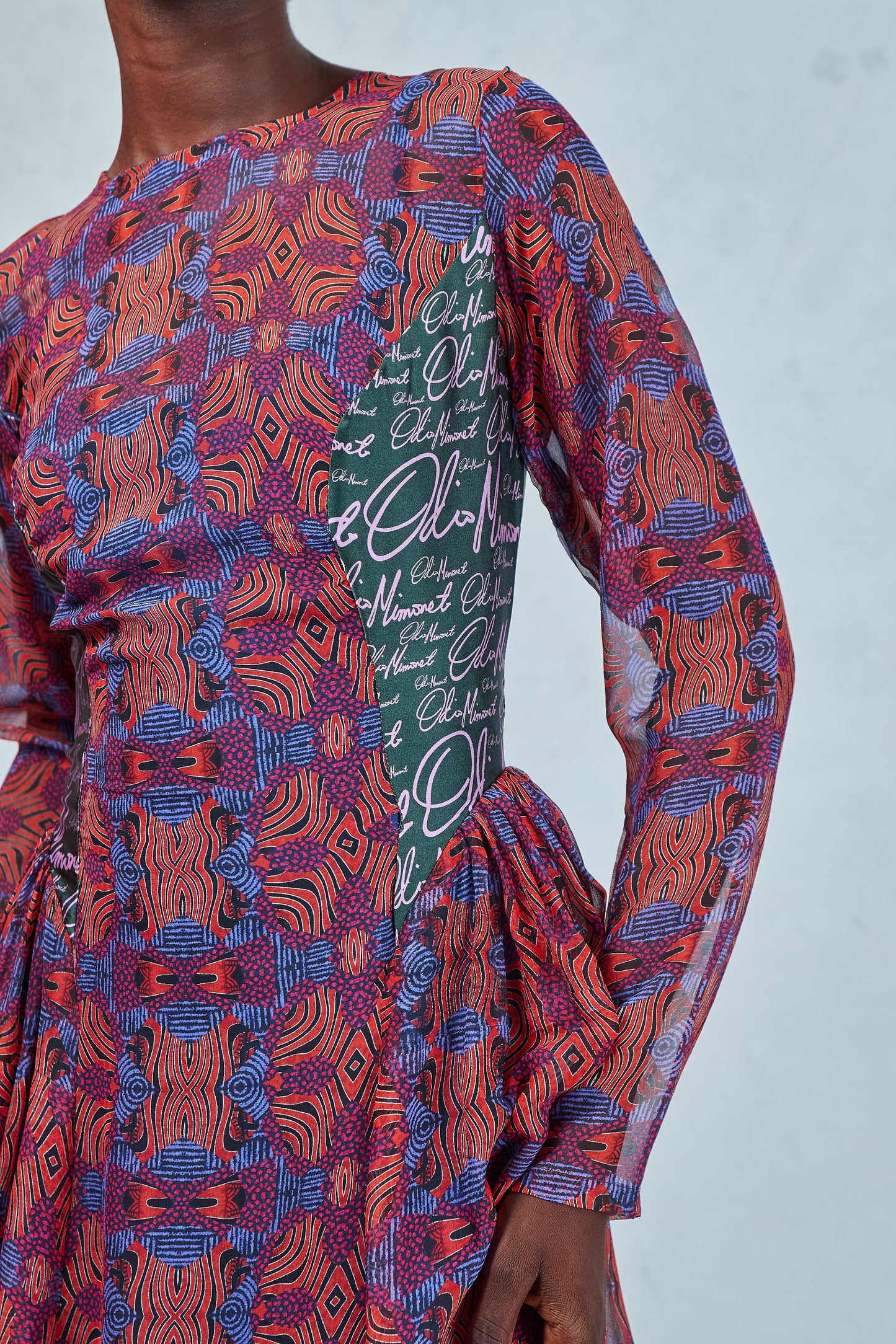 NANCY CHIFFON AND SILK PRINT DRESS