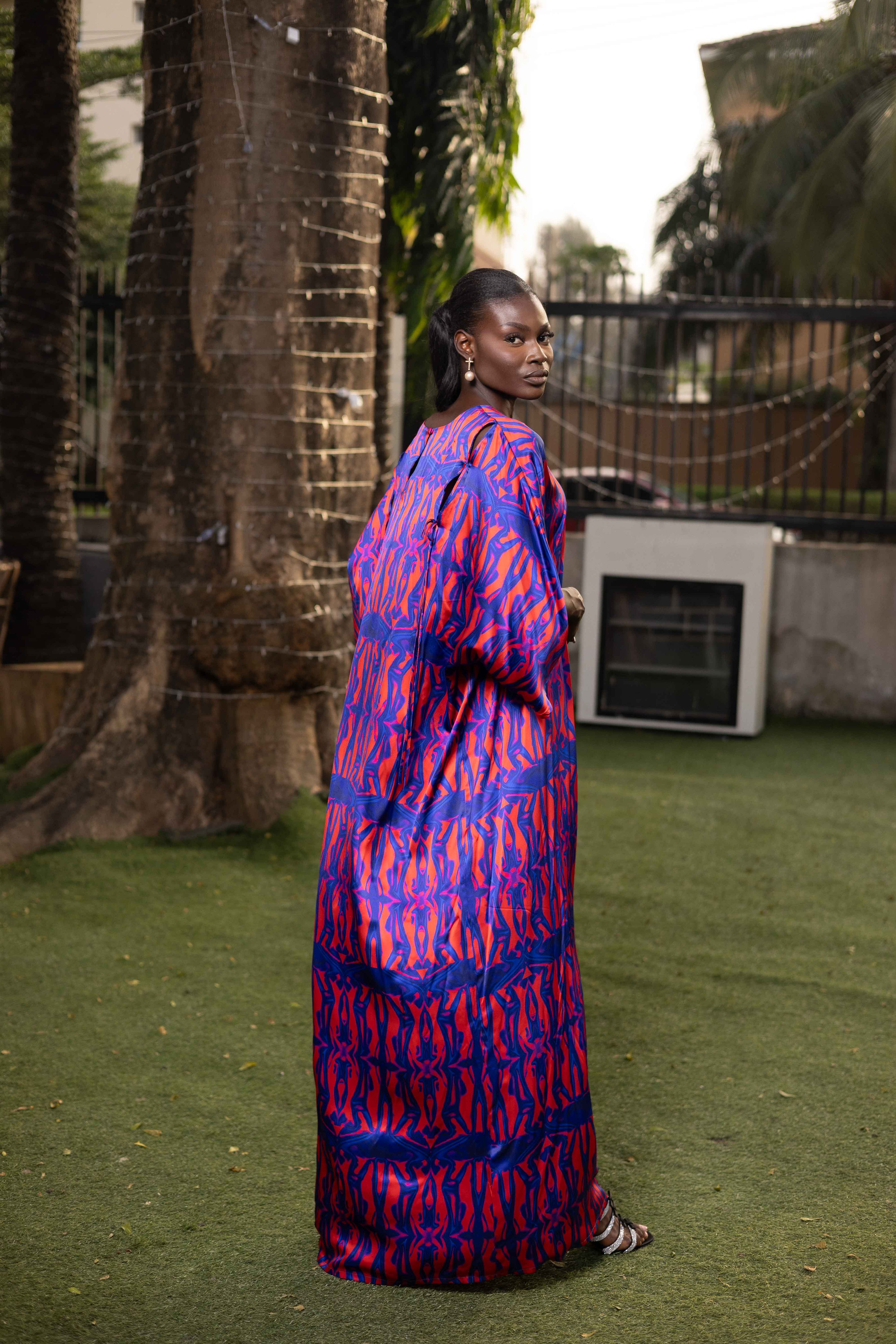 Blue and orange silk tunic