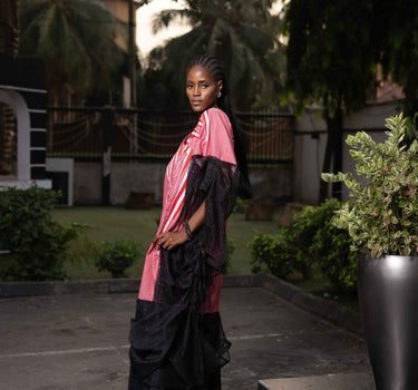 DRAPPED AGBADA IN BLACK