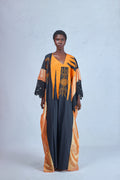 Odio Mimonet Black Cotton Lamé Kemebi with Multicolour Embroidery — luxury African fashion by OM
 