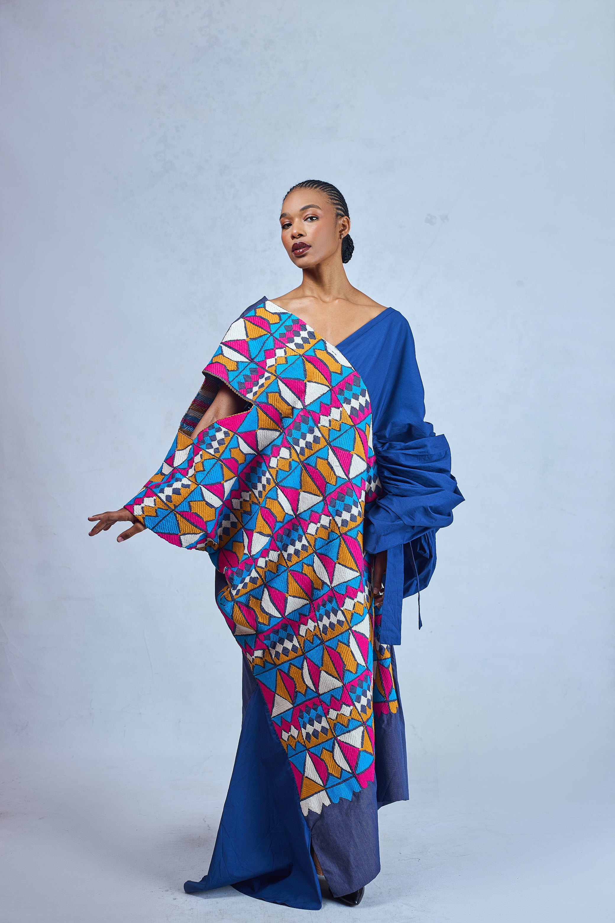 Odio Mimonet Gigi Hand-Embroidered Cotton Agbada 2 Way — luxury African fashion by OM