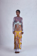 Odio Mimonet Tanyia Eudora Dress in Chantilly Lace and Yellow Gold Mikado — luxury African fashion by OM