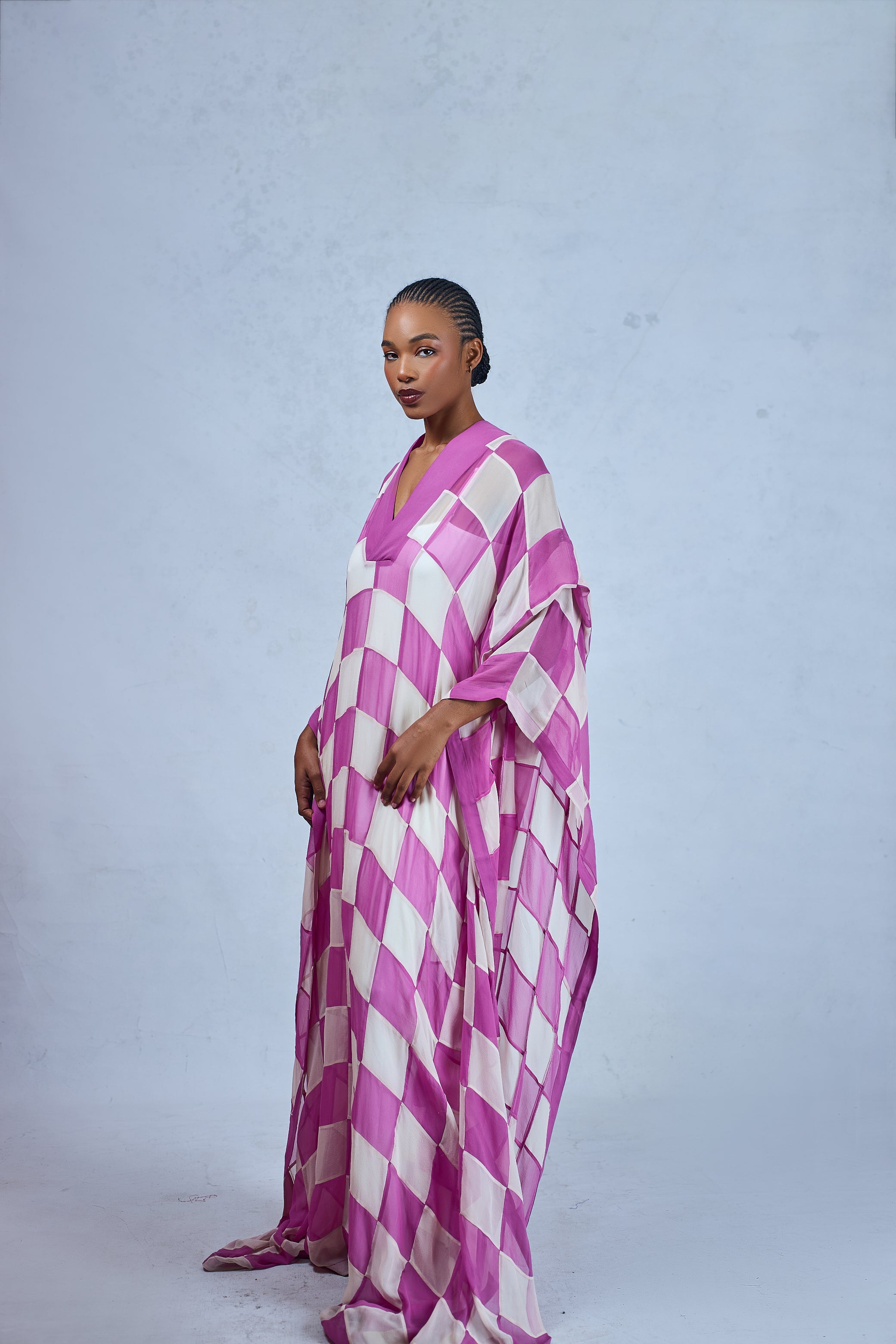 CHIFFON CHECKERED KAFTAN