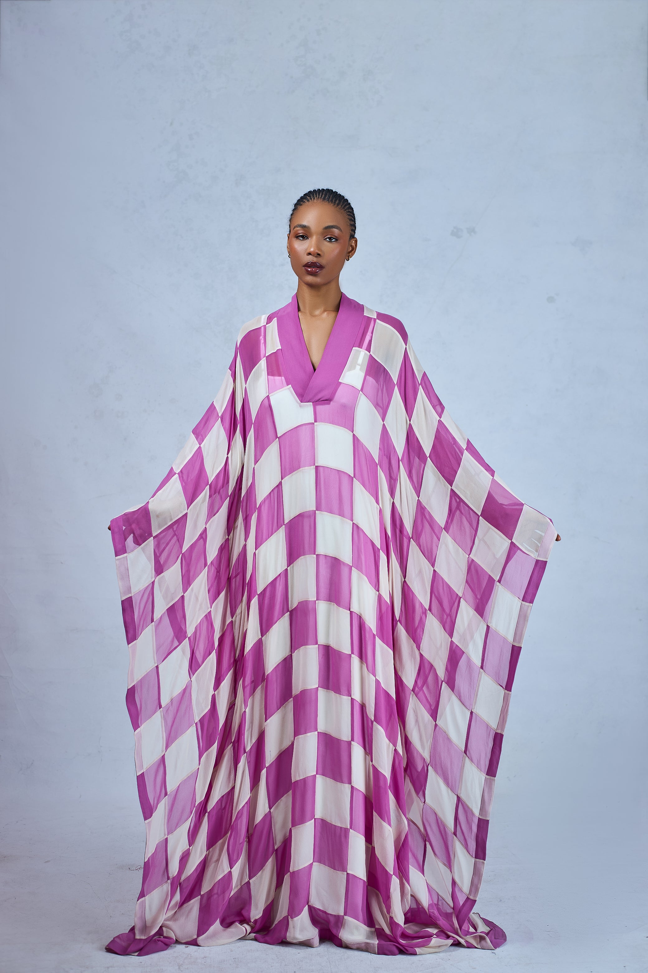 CHIFFON CHECKERED KAFTAN