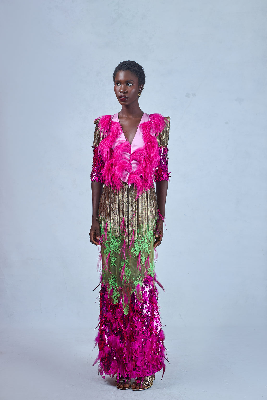 Odio Mimonet Titi Eudora Purple Silk Chantilly Lace Dress — luxury African fashion by OM