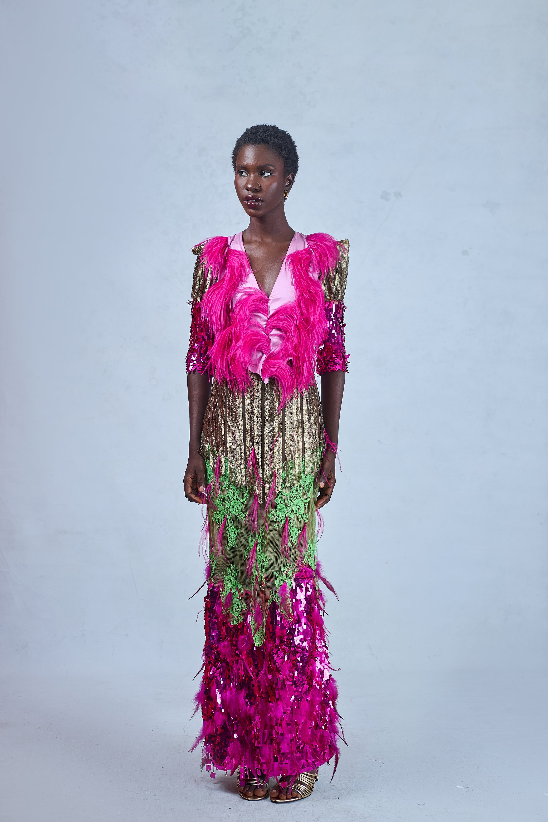 Odio Mimonet Titi Eudora Purple Silk Chantilly Lace Dress — luxury African fashion by OM