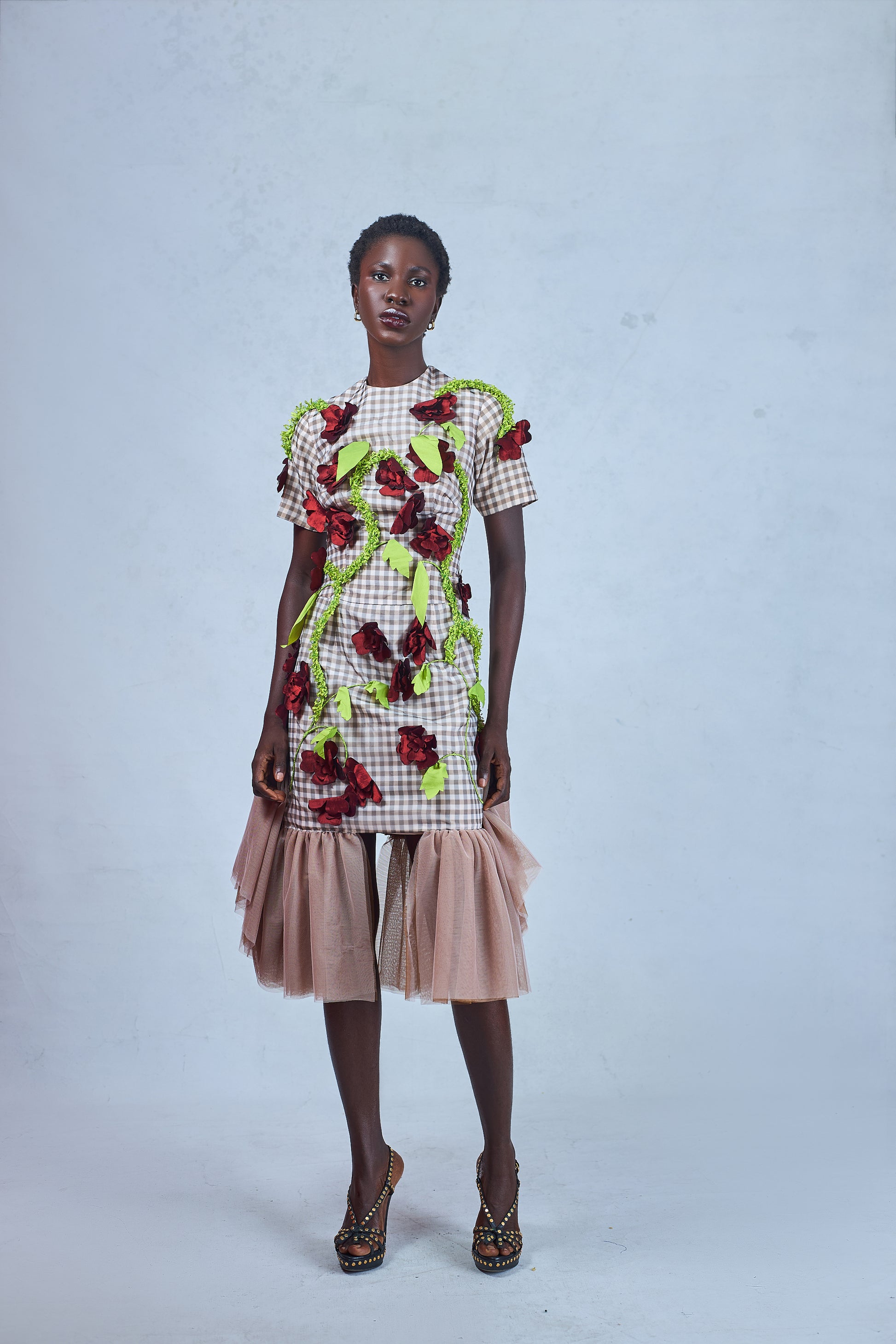 Odio Mimonet 3D Dress luxury handcrafted sculptural embellished occasion dress African designer, front view