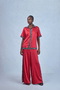 Odio Mimonet Red Omalisha Silk Short Sleeve Shirt and Pants Set — luxury African fashion by OM
 