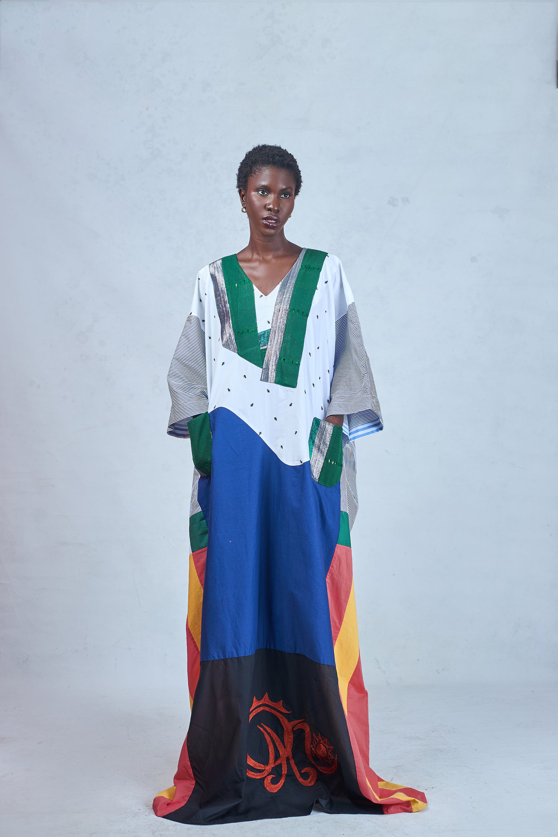 Odio Mimonet Sasha Cotton Aso-Oke Kaftan — luxury African heritage fashion by OM