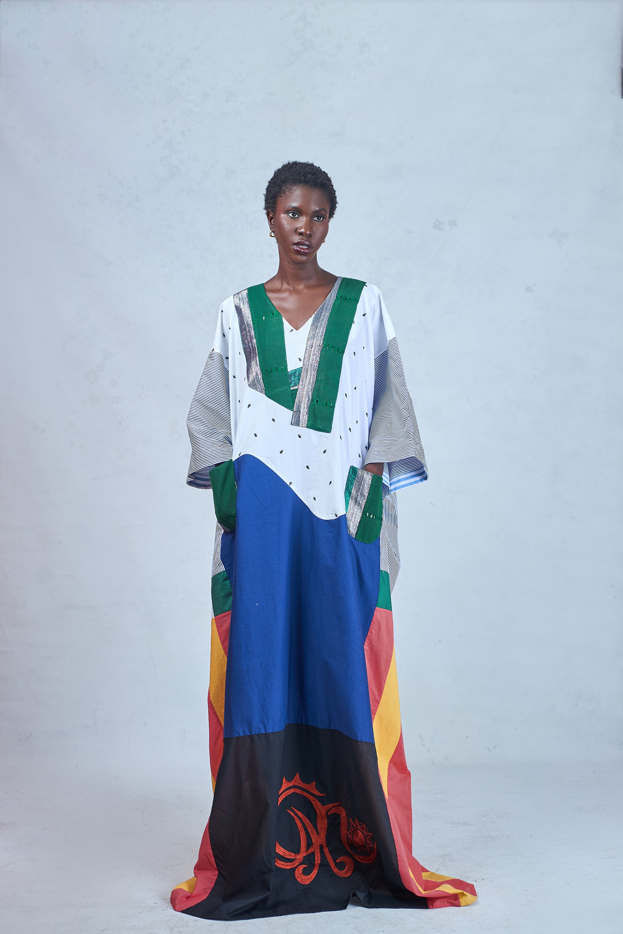 Odio Mimonet Sasha Cotton Aso-Oke Kaftan — luxury African heritage fashion by OM
