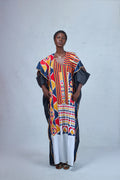 Odio Mimonet White Adi Kaftan with colourful hand embroidery — luxury African fashion by OM