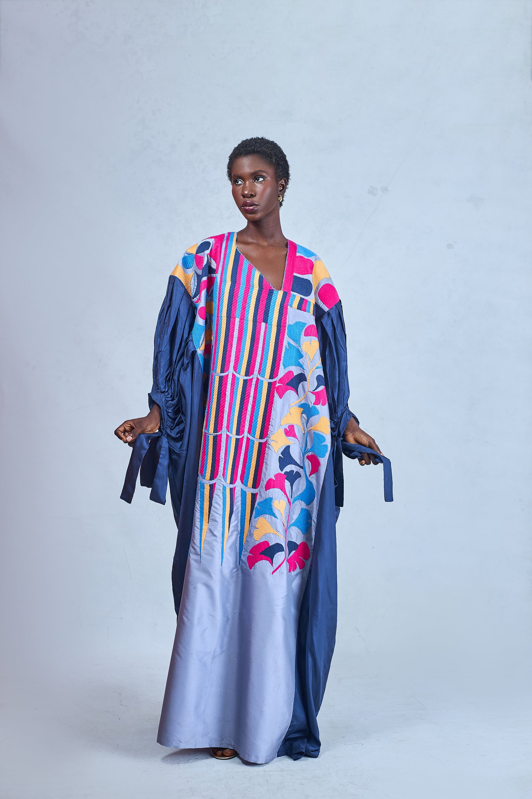 Odio Mimonet Monaco Raw Silk Habotai Kaftan — luxury African fashion by OM