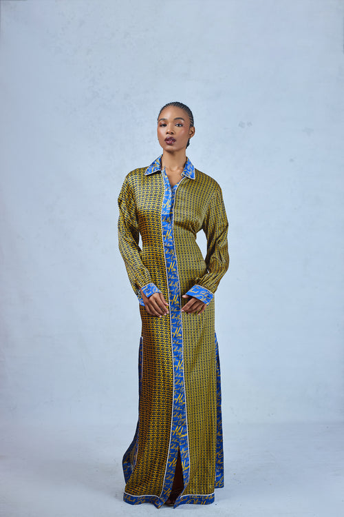 Odio Mimonet Betty Silk Shirt Dress — luxury African fashion by OM