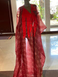 RED EMBROIDED ORGANZA KAFTAN