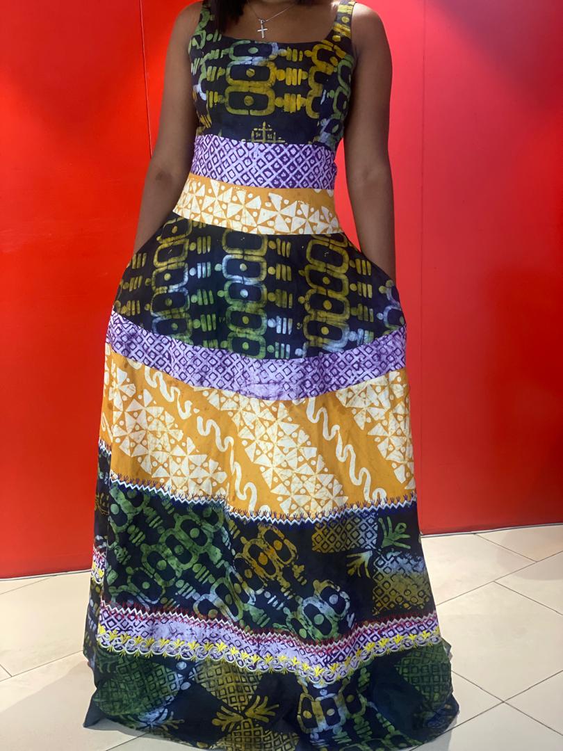 Aso oke & silk tiered dress