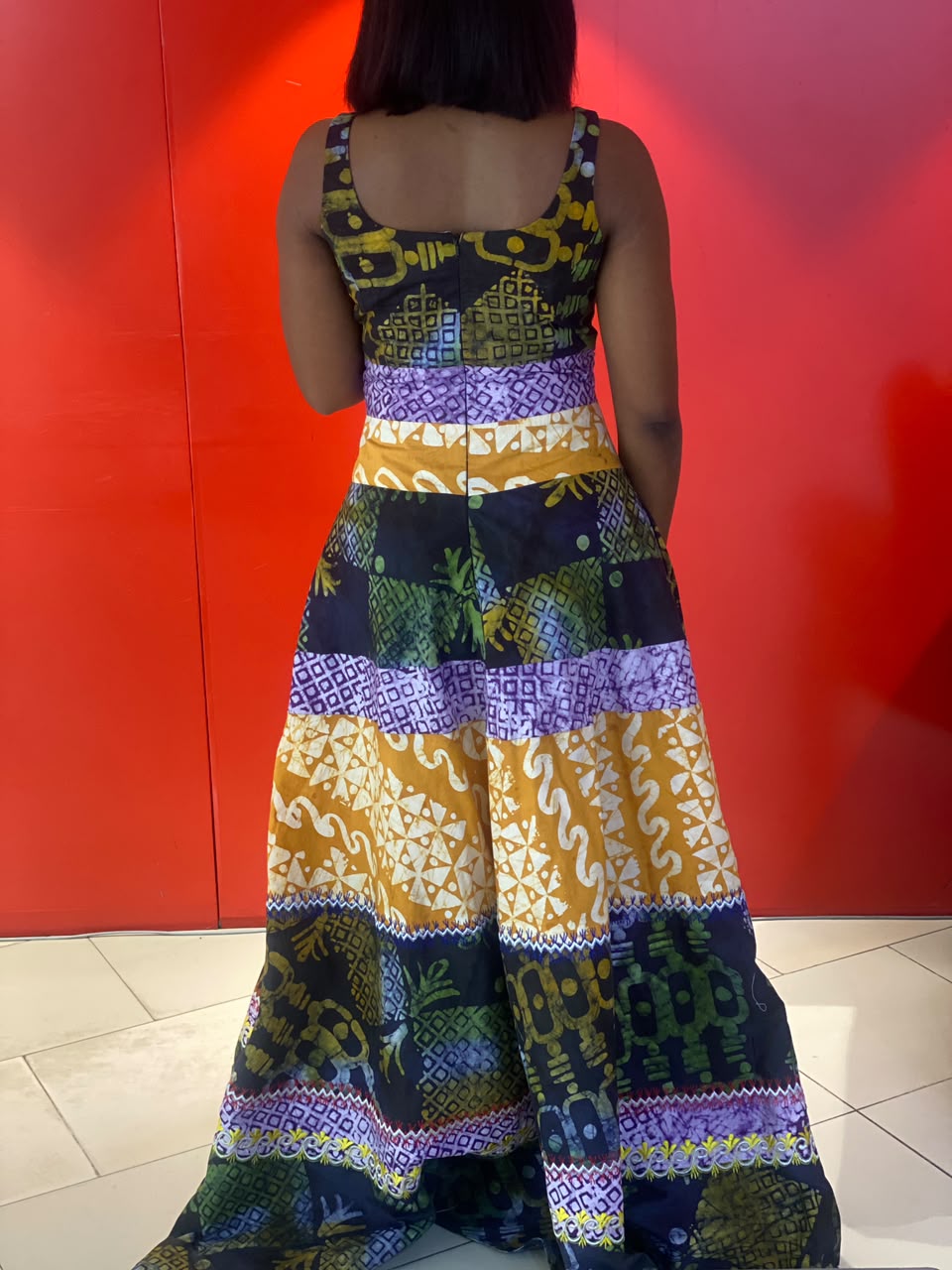 Batik Embroidered Tiered Dress