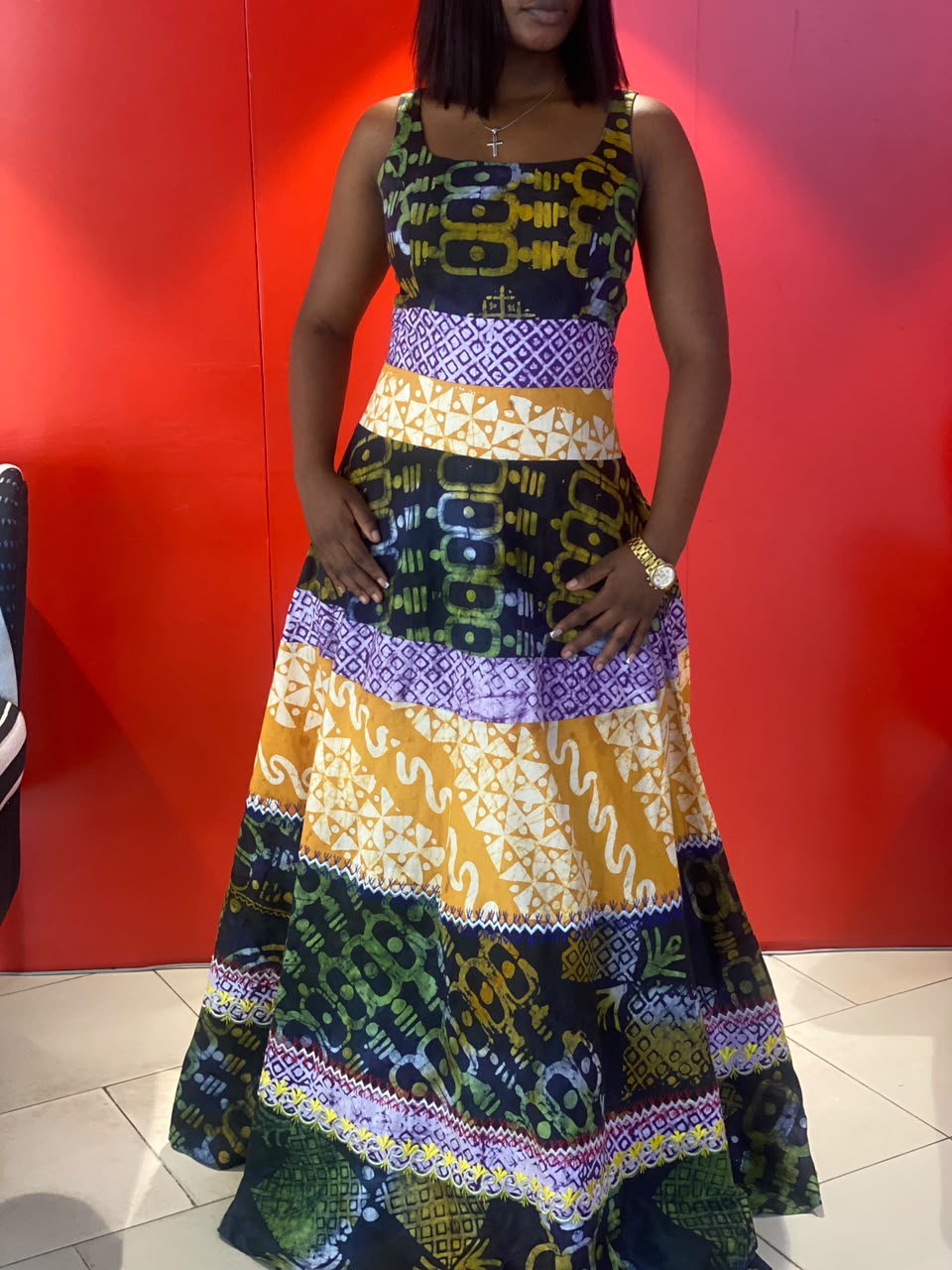 Batik Embroidered Tiered Dress