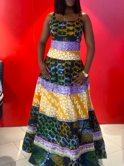 Batik Embroidered Tiered Dress