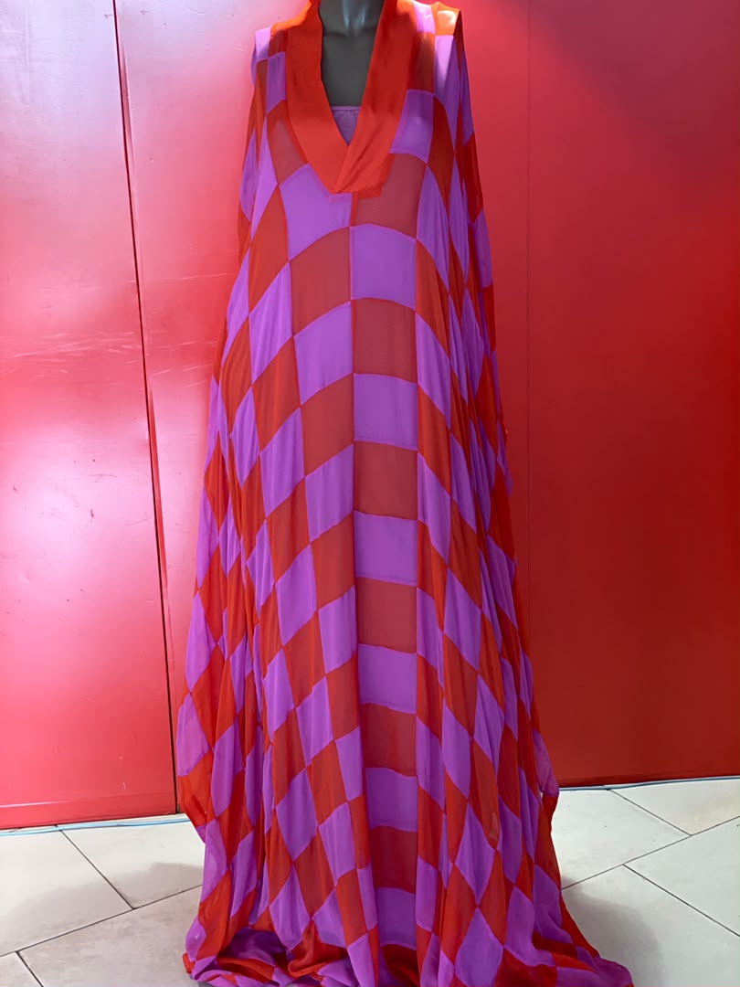 CHIFFON CHECKERED KAFTAN