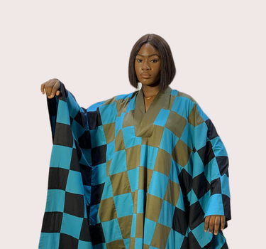 3 tone checkered agbada