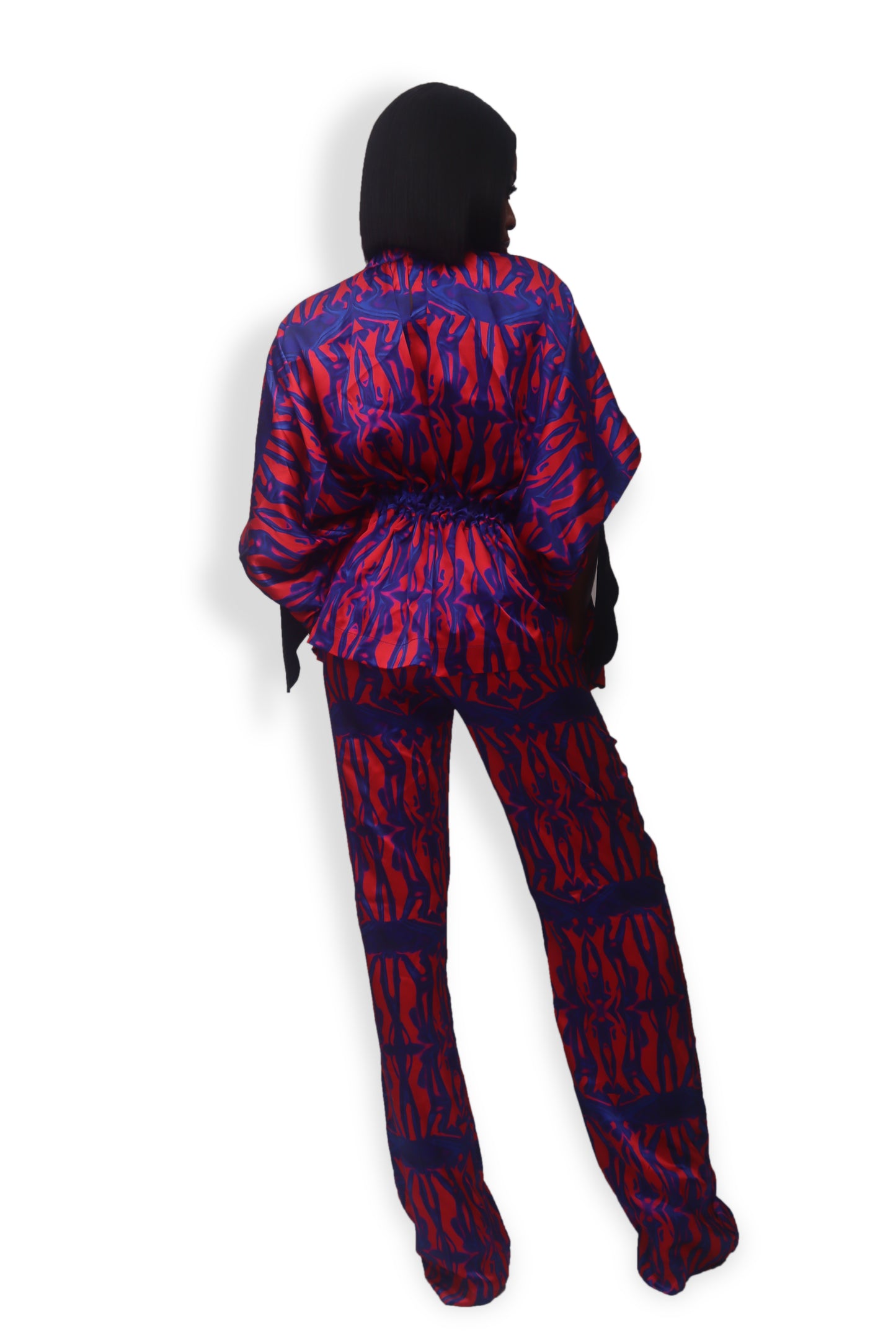 Orange and Blue Silk Blouse